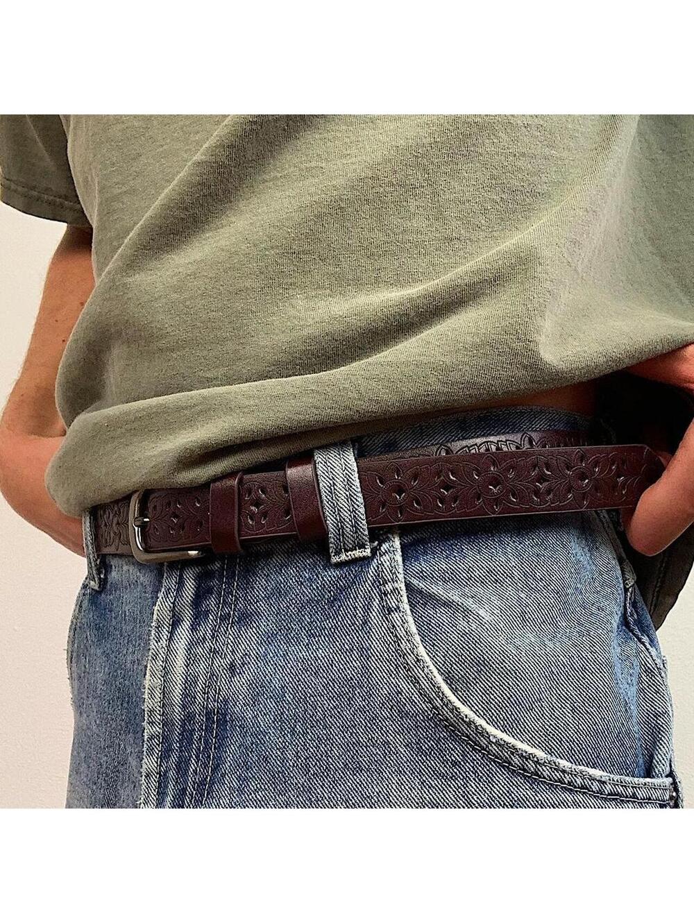American Western Cowboy vintage style brown belt. 40 inches length - Picture 3 of 8
